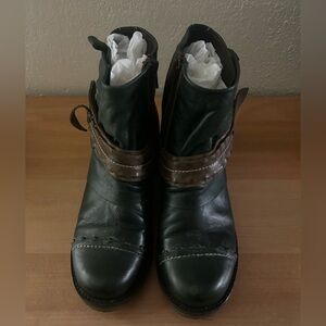 Ethem Green Leather Women’s Ankle Boots 8